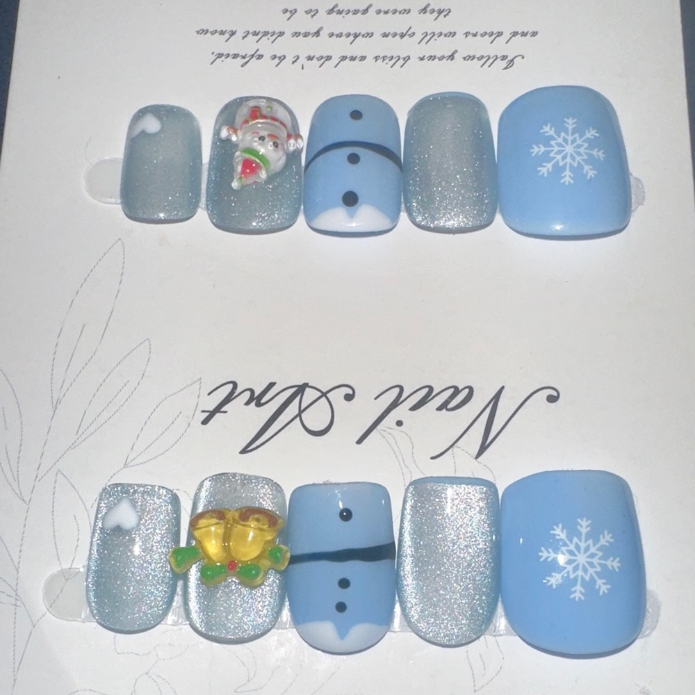 Blue and Silver Snowflake Nail Art Set